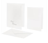 Rössler 2234705002 A6/C6 - Set di biglietti in lino goffrato, colore: Bianco