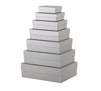 Rössler Papier 13411453800 - Scatola regalo Boxline con coperchio, set di 7 scatole regalo, argento, rettangolari in cartone