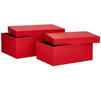 Rössler - S.O.H.O. Boxline, set da 2 contenitori rettangolari, rosso