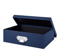 Rössler - S.O.H.O. Scatola portaoggetti 34 x 26 x 10 cm blu navy | Organizer in cartone per documenti in formato DIN A4, articoli da ufficio, materiale per il bricolage e accessori
