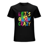 ROESXANP Let's Glow Crazy Retro Party Men Graphic T Shirts Black L