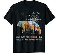 ROESXANP Men's And Into The Forest I Go To Lose My Mind Camping Bear T-Shirt Black L