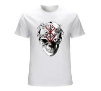 ROESXANP Men's Berserk Skull Anime Guts Manga Japan Band of The Hawk Basic Tee T-Shirts White XL