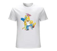 ROESXANP Men's Simp-Sons Man Cotton Short Sleeve Casual Blouse Tops for Unisex Adult T-Shirts White S