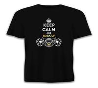 ROESXANP Men's Women Keep Calm And Cover Up Lockdown 2020 Funny Virus Isolation Mens 100% Cotton T-Shirts Black XL
