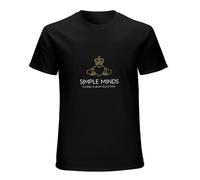 ROESXANP Simple Minds Band Logo Short Sleeves Men's Cotton Shirt Black M