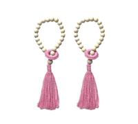 ROEUIPG 1 Paio di fermatende Decorativi con Perline Legno, Corde Nappe for finestre, Accessori for Annodare Decorazioni(Pink)