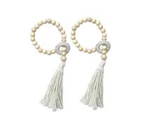 ROEUIPG 1 Paio di fermatende Decorativi con Perline Legno, Corde Nappe for finestre, Accessori for Annodare Decorazioni(White)