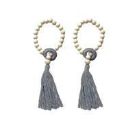 ROEUIPG 1 Paio di fermatende Decorativi con Perline Legno, Corde Nappe for finestre, Accessori for Annodare Decorazioni(Grey)