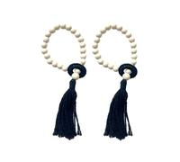 ROEUIPG 1 Paio di fermatende Decorativi con Perline Legno, Corde Nappe for finestre, Accessori for Annodare Decorazioni(Black)