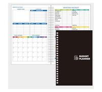 ROEUIPG 2 Pezzi 50 Fogli Budget Planner Mensile Bill Organizer PVC Copertina Rigida Book For Risparmio Debito Spese Monitoraggio Notebook(Black Silver)