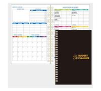 ROEUIPG 2 Pezzi 50 Fogli Budget Planner Mensile Bill Organizer PVC Copertina Rigida Book For Risparmio Debito Spese Monitoraggio Notebook(2pcs Black Gold)