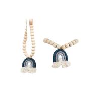 ROEUIPG 2 Pezzi fermatende con Perline in Legno, Fibbie for Tende Nappe, magnetiche for, Arcobaleno Rosa(Color 02)