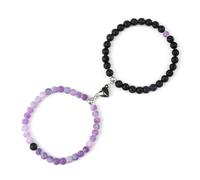 ROEUIPG 2 pezzi/set braccialetti con ciondolo magnetico a forma di cuore romantico 6 8MM in pietra stagionata coppia gioielli fatti a mano Strench(6mmstyle 24)