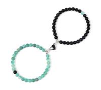 ROEUIPG 2 pezzi/set braccialetti con ciondolo magnetico a forma di cuore romantico 6 8MM in pietra stagionata coppia gioielli fatti a mano Strench(6mmstyle 20)