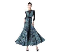 ROEUIPG Abito da Ballo da Donna Abito da Ballo da Sala Costume da Pratica Moderno di Standard Nazionale Donne Tango Valzer Abiti da Spettacolo sul palco(Blue,S)