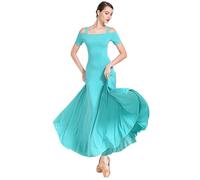 ROEUIPG Abito da Ballo da Donna Abito da Competizione for Danza da Sala da Donna Abito da Valzer for Donna Costumi da Spettacolo di Danza Moderna Standard(Green,M)