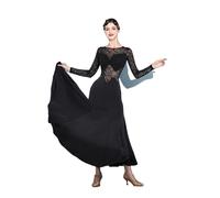 ROEUIPG Abito da Ballo da Donna Elegante Abito da Ballo da Sala da Donna, in Pizzo, a Maniche Lunghe, for Feste, Moderno, for la Pratica del Valzer(XL)