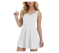 ROEUIPG Abito da Tennis da Donna Tinta Unita Sport da Vacanza al Mare con Tasca incorporata Pantaloncini Mini Abiti Traspiranti Senza Schienale(White,M)