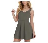 ROEUIPG Abito da Tennis da Donna Tinta Unita Sport da Vacanza al Mare con Tasca incorporata Pantaloncini Mini Abiti Traspiranti Senza Schienale(Dark Gray,XL)