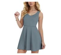 ROEUIPG Abito da Tennis da Donna Tinta Unita Sport da Vacanza al Mare con Tasca incorporata Pantaloncini Mini Abiti Traspiranti Senza Schienale(Gray,XL)