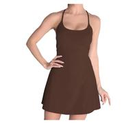 ROEUIPG Abito da Tennis da Yoga Sexy in Un Pezzo da Donna con Imbottiture Abito da Palestra Atletico Senza Schienale con Fionda da Donna Gonna Elastica da Corsa Ad Asciugatura Rapida(Brown,XL)