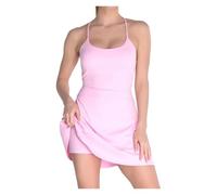 ROEUIPG Abito da Tennis da Yoga Sexy in Un Pezzo da Donna con Imbottiture Abito da Palestra Atletico Senza Schienale con Fionda da Donna Gonna Elastica da Corsa Ad Asciugatura Rapida(Pink,M)