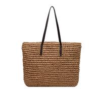 ROEUIPG Borsa a Tracolla da Donna Intrecciata a Mano, Borsa a in Paglia, Viaggio, for la Spesa, Spiaggia, for Feste(Camel)