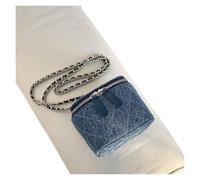 ROEUIPG Borsa a tracolla semplice in denim, stile retrò, mini, da donna, con singola, piccola, quadrata, a catena(Deep Blue)