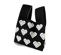 ROEUIPG Borsa da donna riutilizzabile in maglia polso con fiore a cuore tote nodo fatto a mano Borse for la spesa Casual esterno(Color-6)