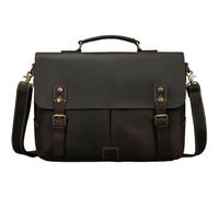 ROEUIPG Borsa da uomo in vera pelle, cartella portadocumenti A4, borsa a tracolla for laptop, for computer lavoro(Dark Brown (37cm))