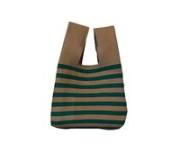 ROEUIPG Borsa Tote Scozzese A Righe Sottili Da Polso Mini Donna Con Nodo A Mano In Maglia Fatta A Di Colore Casual For La Spesa Riutilizzabile Portachiavi(Coffee)