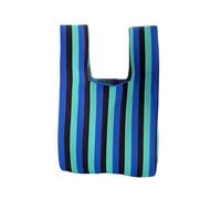 ROEUIPG Borsa Tote Scozzese A Righe Sottili Da Polso Mini Donna Con Nodo A Mano In Maglia Fatta A Di Colore Casual For La Spesa Riutilizzabile Portachiavi(Blue Green)