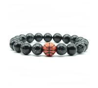 ROEUIPG Bracciale da palestra minimalista uomo, basket, calcio, perline in pietra 10 mm, regalo d'amore for il fidanzato(Basketball Turquoise)