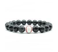 ROEUIPG Bracciale da palestra minimalista uomo, basket, calcio, perline in pietra 10 mm, regalo d'amore for il fidanzato(Baseball Turquoise)