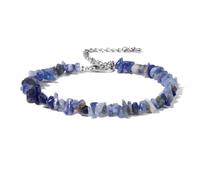 ROEUIPG Bracciale in cristallo di quarzo in pietra irregolare con chip perline Gioielli ametiste Acquamarine Citrini Braccialetti for donna(16 Blue Dot)