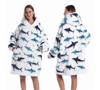 ROEUIPG Coperte Indossabili Coperta con cappuccio oversize for adulti leopardata rossa blu nera soffice TV calda spessa uomo donna inverno(White3)