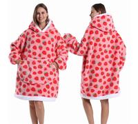 ROEUIPG Coperte Indossabili Coperta con cappuccio oversize for adulti leopardata rossa blu nera soffice TV calda spessa uomo donna inverno(Pink)