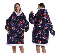 ROEUIPG Coperte Indossabili Coperta con cappuccio oversize for adulti leopardata rossa blu nera soffice TV calda spessa uomo donna inverno(Purple)