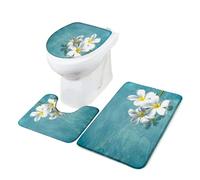 ROEUIPG Set da 3 tappetini bagno con fiori viola su vecchia tavola di legno, stile retrò, in flanella, antiscivolo, for il, copriwater(Color 06,45X75CM)