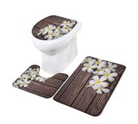 ROEUIPG Set da 3 tappetini bagno con fiori viola su vecchia tavola di legno, stile retrò, in flanella, antiscivolo, for il, copriwater(Color 01,45X75CM)