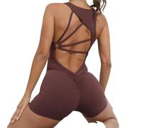 ROEUIPG Set da Yoga Abbigliamento Intero for Donna Gilet Senza Maniche Tuta Corta for Esercizi Sport Palestra Allenamento Fitness Pantaloni Scrunch sulla Schiena(Color-Z,L)