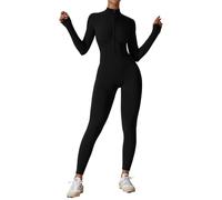 ROEUIPG Tuta Intera da Donna con Cerniera, Manica Lunga, Set da Yoga, Abbigliamento da Palestra, Allenamento, Tuta Sportiva, Abbigliamento Sportivo ad Alta Resistenza, Tuta Fitness(Black,S)