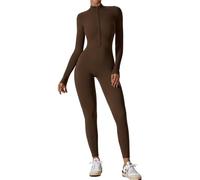 ROEUIPG Tuta Intera da Donna con Cerniera, Manica Lunga, Set da Yoga, Abbigliamento da Palestra, Allenamento, Tuta Sportiva, Abbigliamento Sportivo ad Alta Resistenza, Tuta Fitness(Coffee,XL)