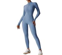 ROEUIPG Tuta Intera da Donna con Cerniera, Manica Lunga, Set da Yoga, Abbigliamento da Palestra, Allenamento, Tuta Sportiva, Abbigliamento Sportivo ad Alta Resistenza, Tuta Fitness(Blue,XL)