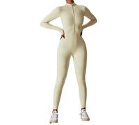 ROEUIPG Tuta Intera da Donna con Cerniera, Manica Lunga, Set da Yoga, Abbigliamento da Palestra, Allenamento, Tuta Sportiva, Abbigliamento Sportivo ad Alta Resistenza, Tuta Fitness(Apricot,M)