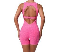ROEUIPG Tute da Yoga Senza Cuciture Sport Fitness Hollow Beauty Back Un Pezzo Stretto Allenamento for Il Sollevamento dei Fianchi Allenamento in Palestra Abbigliamento Sportivo for Le Donne(Pink,L)