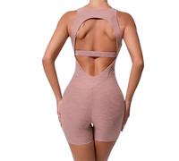 ROEUIPG Tute da Yoga Senza Cuciture Sport Fitness Hollow Beauty Back Un Pezzo Stretto Allenamento for Il Sollevamento dei Fianchi Allenamento in Palestra Abbigliamento Sportivo for Le Donne(Brown,L)