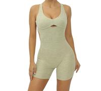 ROEUIPG V Back Tuta Intera Scrunch Tuta Sportiva Donna Pagliaccetti da Palestra Donna Abbigliamento Yoga ad Asciugatura Rapida Fitness Tute Sexy Donna(Deep Green,L)