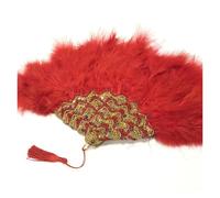 ROEUIPG Ventaglio Da Danza Delle Piume Ventaglio da sposa fatto a mano con piume di tacchino e pietre, decorazione for matrimonio, ventaglio da sposa fatto a mano(Color-18)